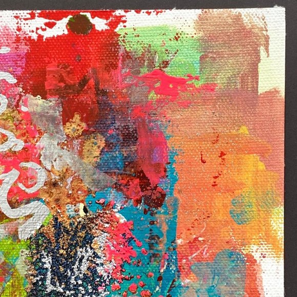 Scripting 2 - Original Wall Art Liquid Oil Paint & Marker Signed Painting 6”x8” - Picture 8 of 10